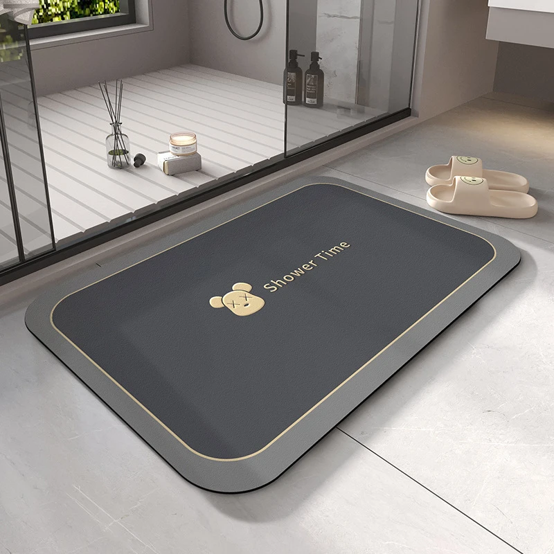 2025年新款卫生间吸水地垫潮牌小熊浴室防滑垫速干脚垫硅藻泥地垫