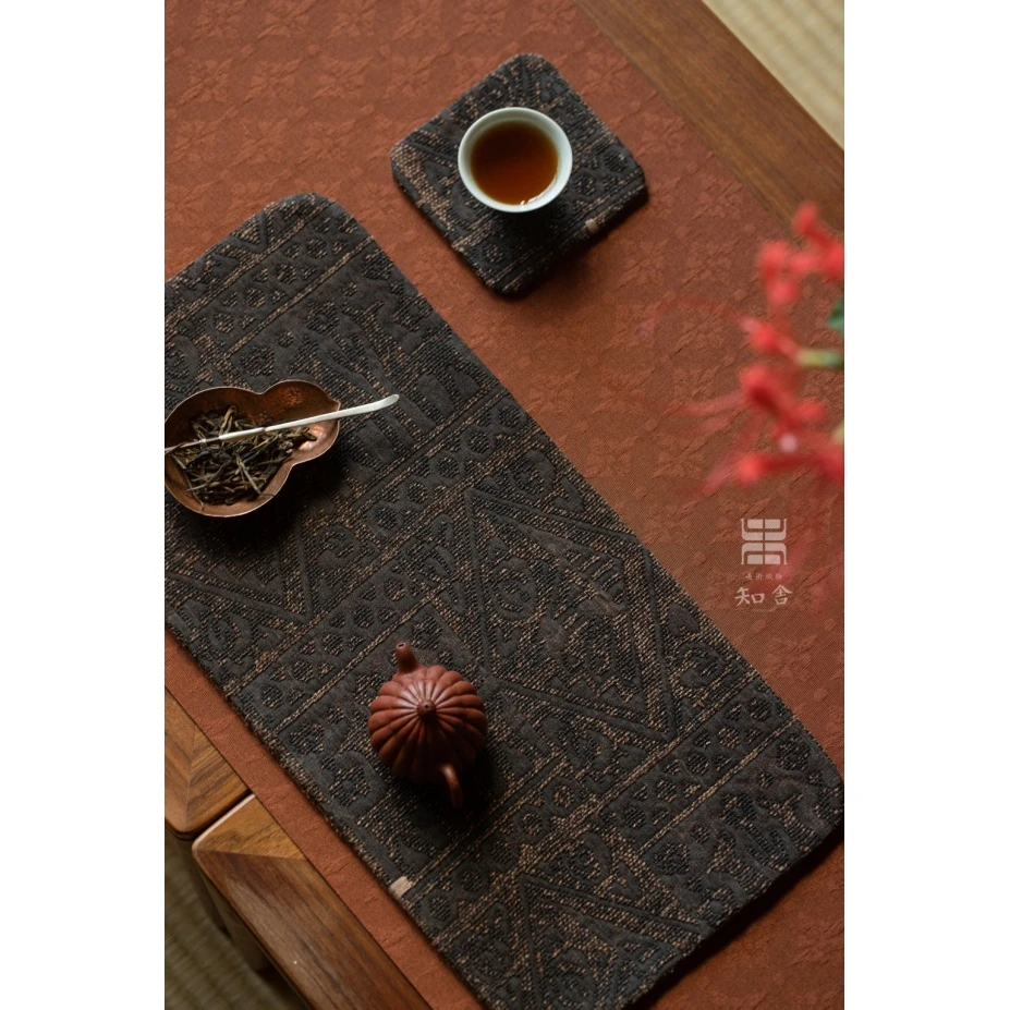 知舍·香云纱重磅柞蚕丝茶桌垫茶器配件 景德镇茶器
