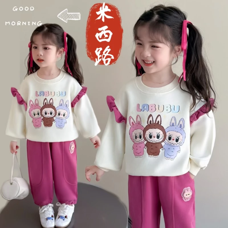 女童休闲套装2025秋装新款韩版运动长袖卫衣卫裤两件套