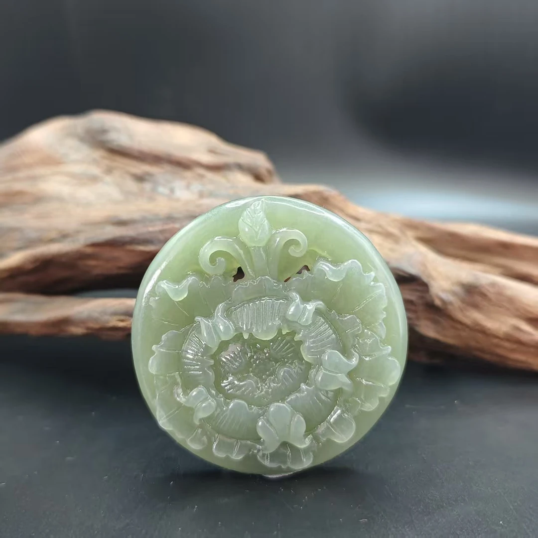 Q和田玉花开富贵吊坠0375