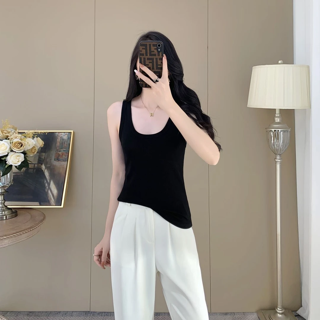 范范家  炫彩优棉U领辣妹内搭宽肩背心3712