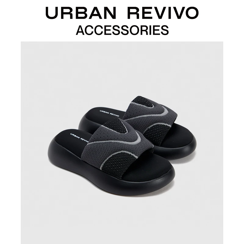 URBAN REVIVO2025夏季新款女士舒适充棉厚底拖鞋UAYS50036