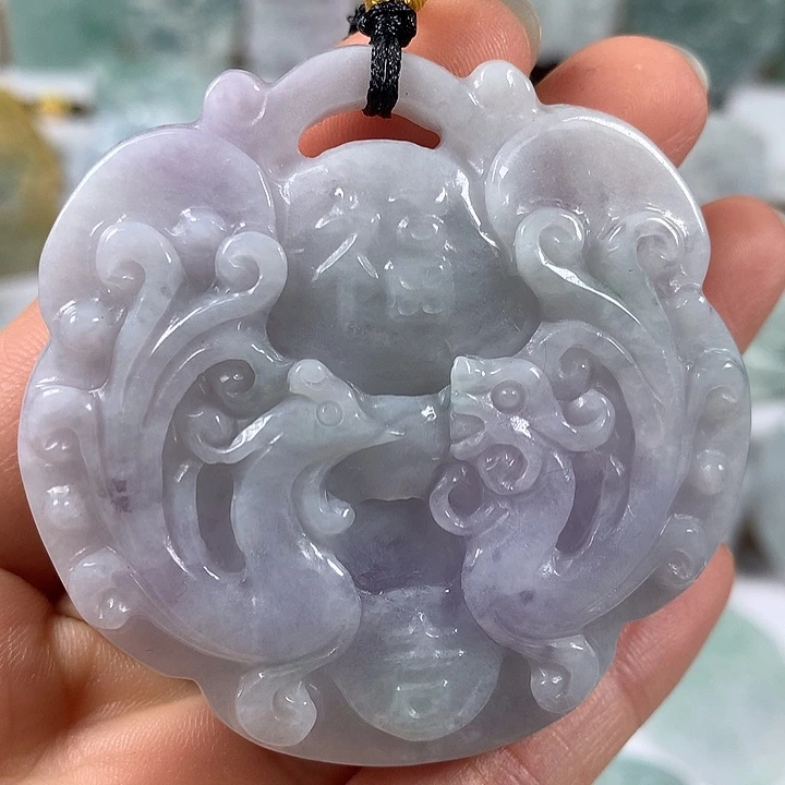 颈饰未镶嵌翡翠龙凤呈祥两面工艺福利