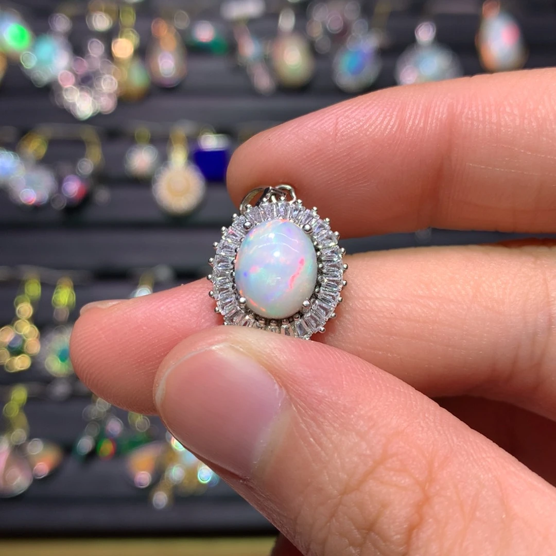 银S925镶嵌欧泊吊坠