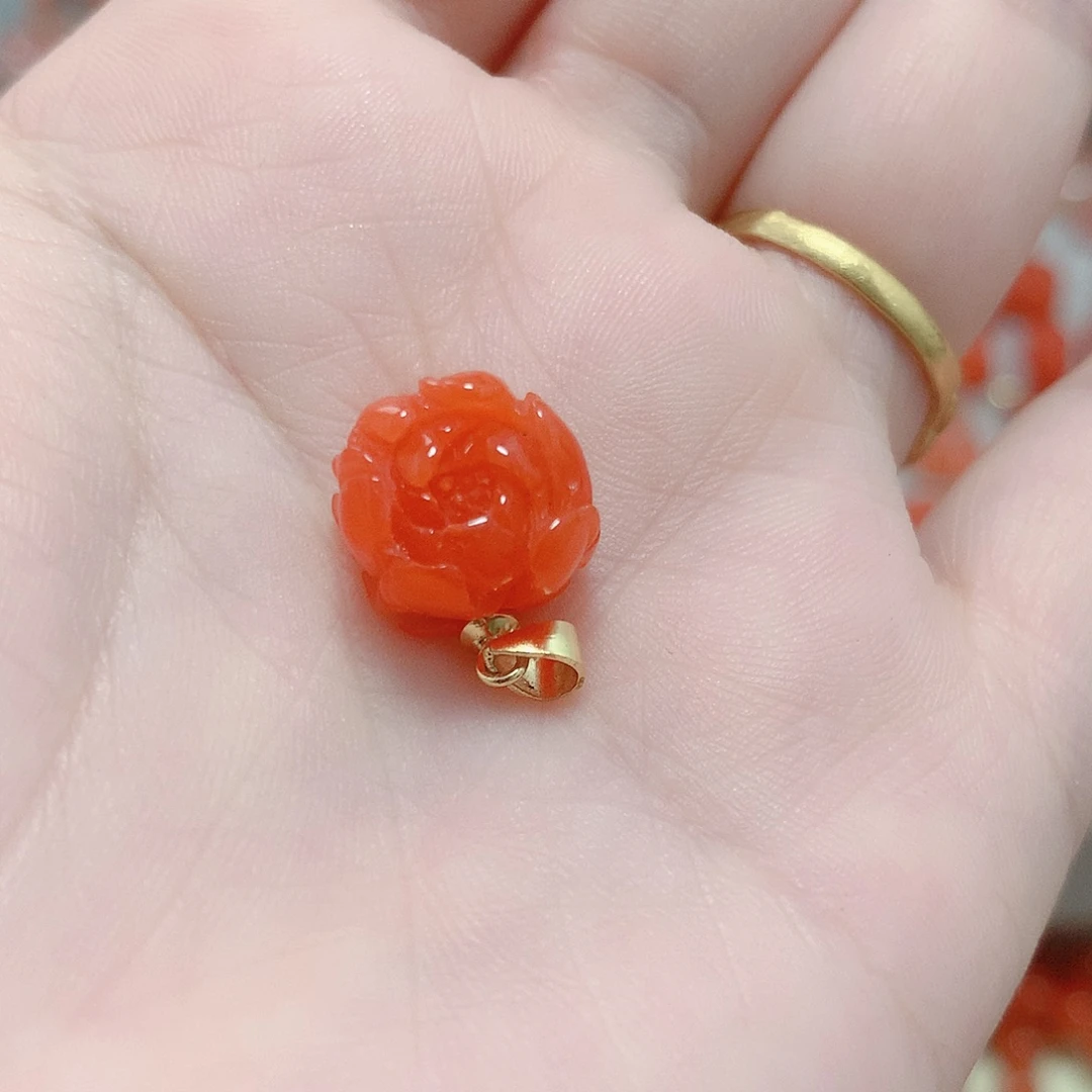南红玛瑙银S925镶嵌吊坠(不含链)