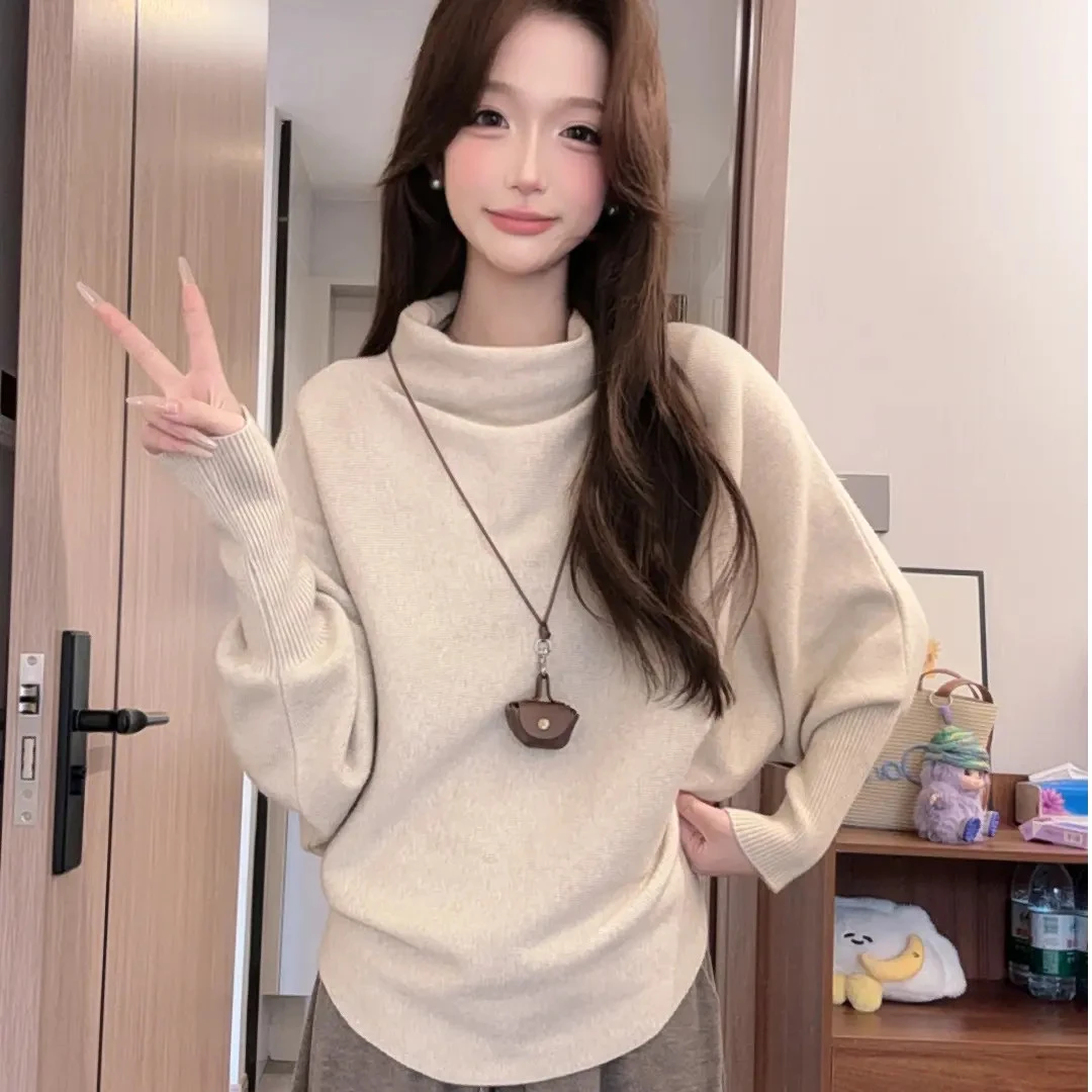 设计感慵懒清冷洋气毛衣针织衫女秋冬新款复古酷飒收腰高级感上衣