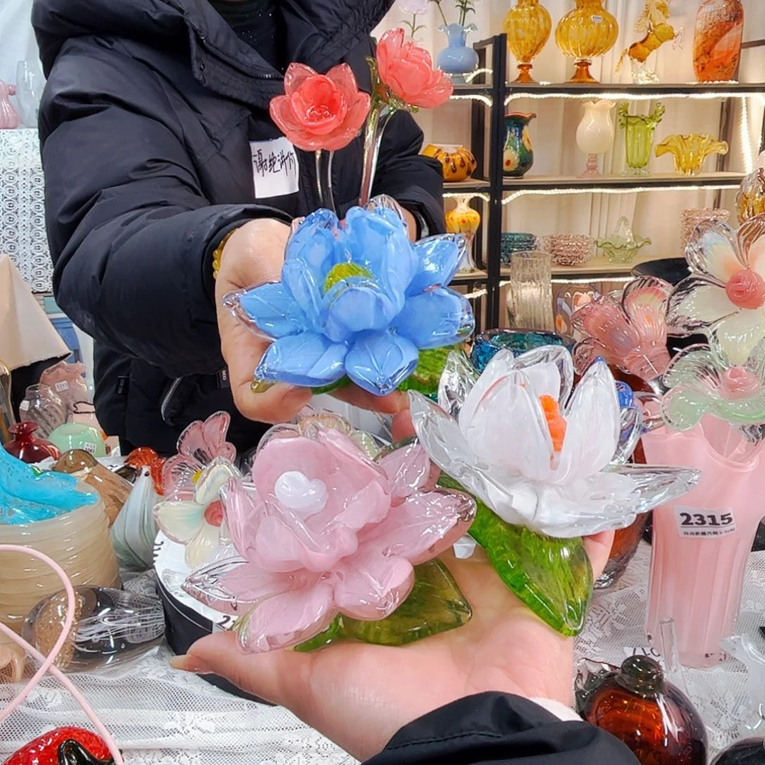 粉蓝白3个家悦美居琉璃摆件
