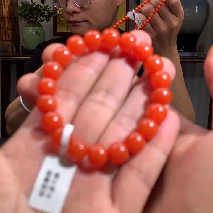 未镶嵌手串南红玛瑙中洞子老型10mm