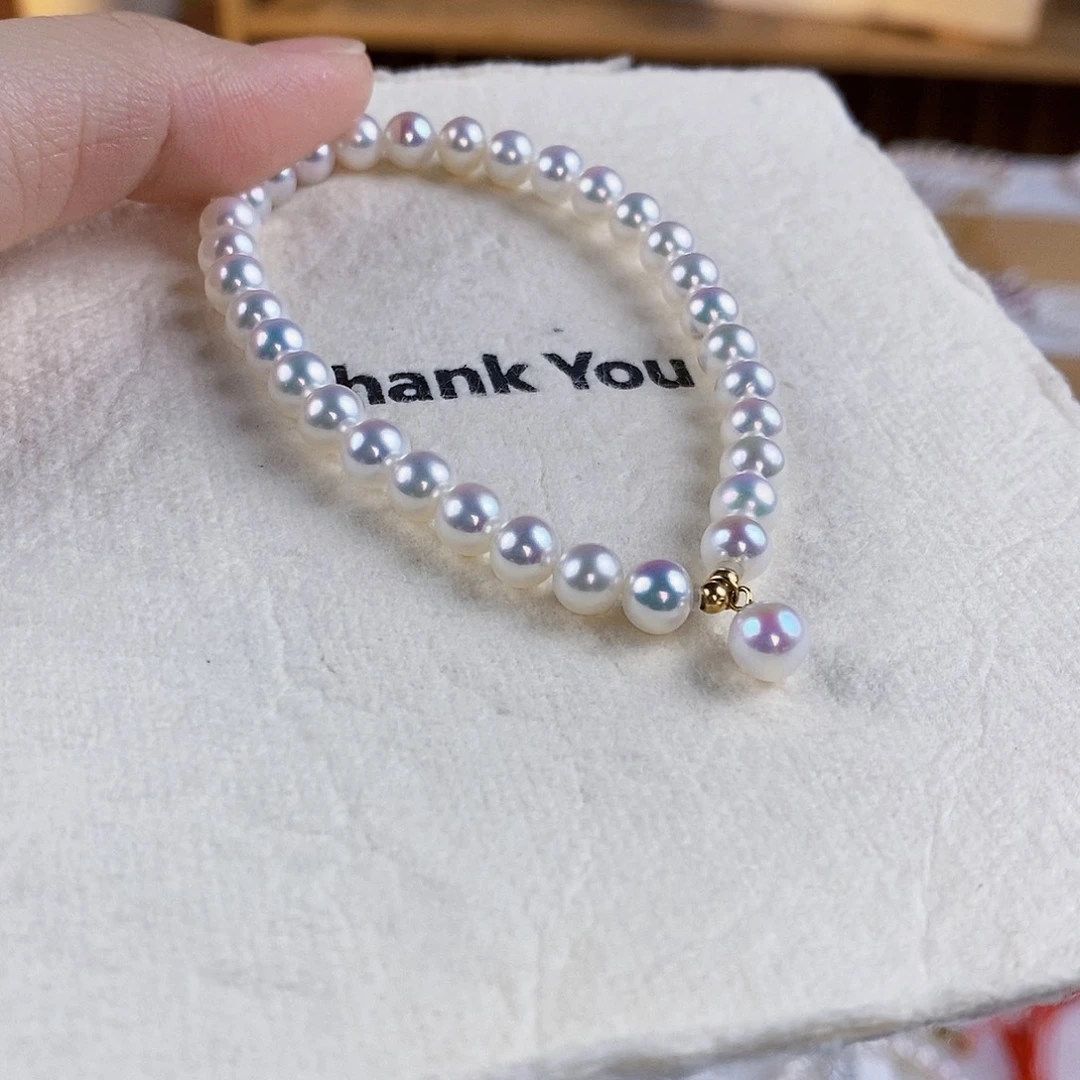 手绳淡水珍珠18K金镶嵌