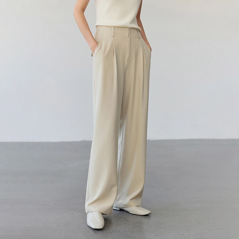 素典【精裁西裤】阔腿裤秋季小个子高腰高级感垂感休闲直筒裤2077