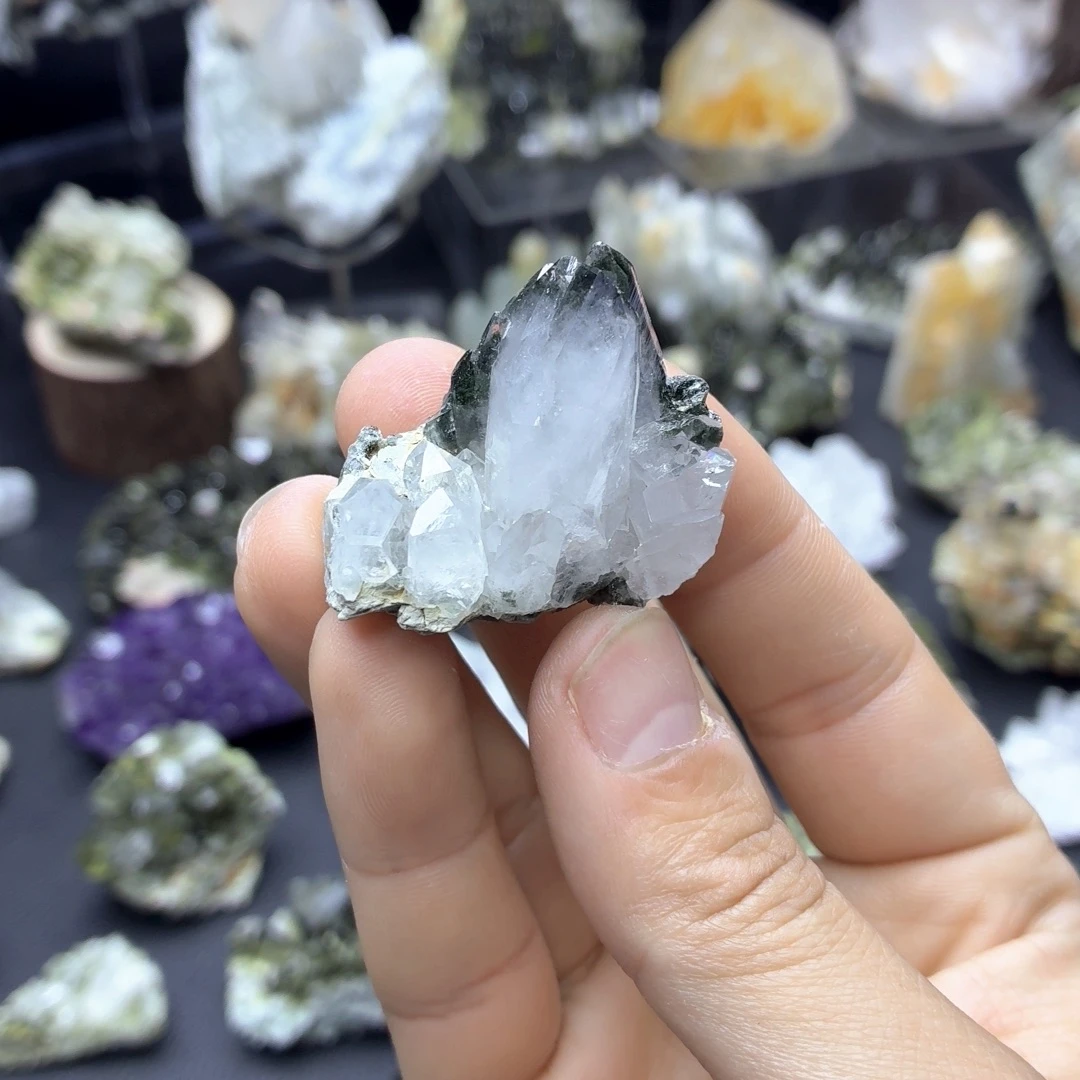 石材超美绿幽晶簇