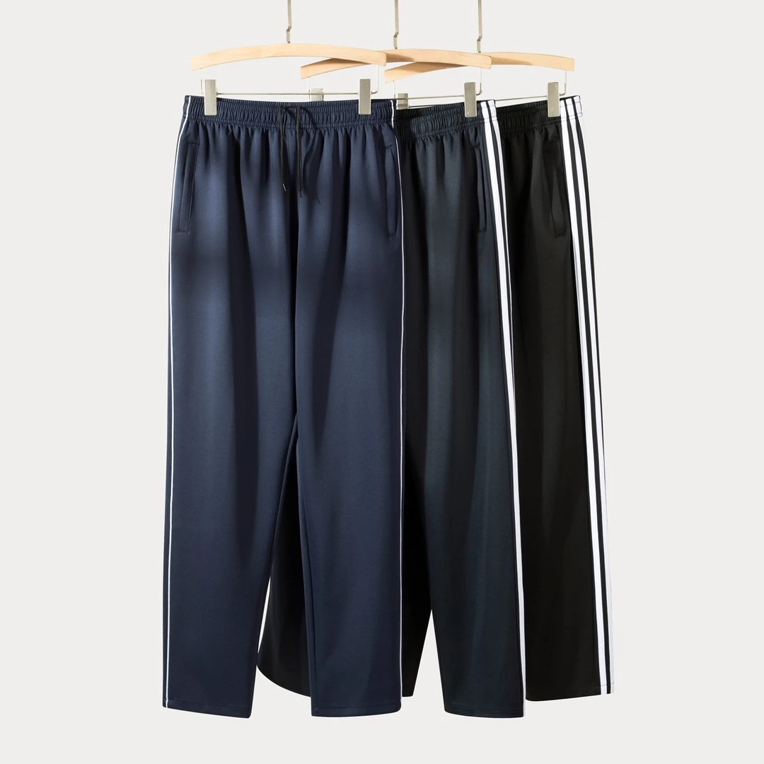 春秋款宽松校服裤中学生舒适直筒校裤小学生藏青色裤子弹力休闲