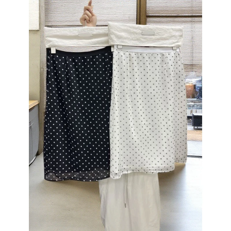 巨好搭！真心舒服！慵懒风松紧腰波点半身裙女夏季气质显瘦雪纺裙子