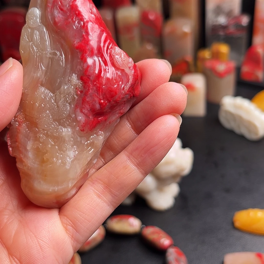 其他巴林石鸡血石摆件