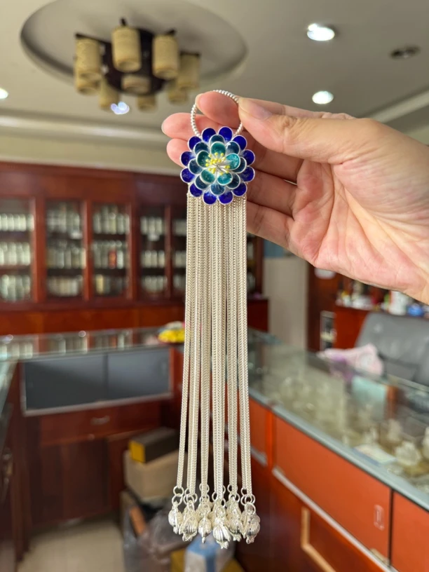 足银999金花链景泰蓝66g