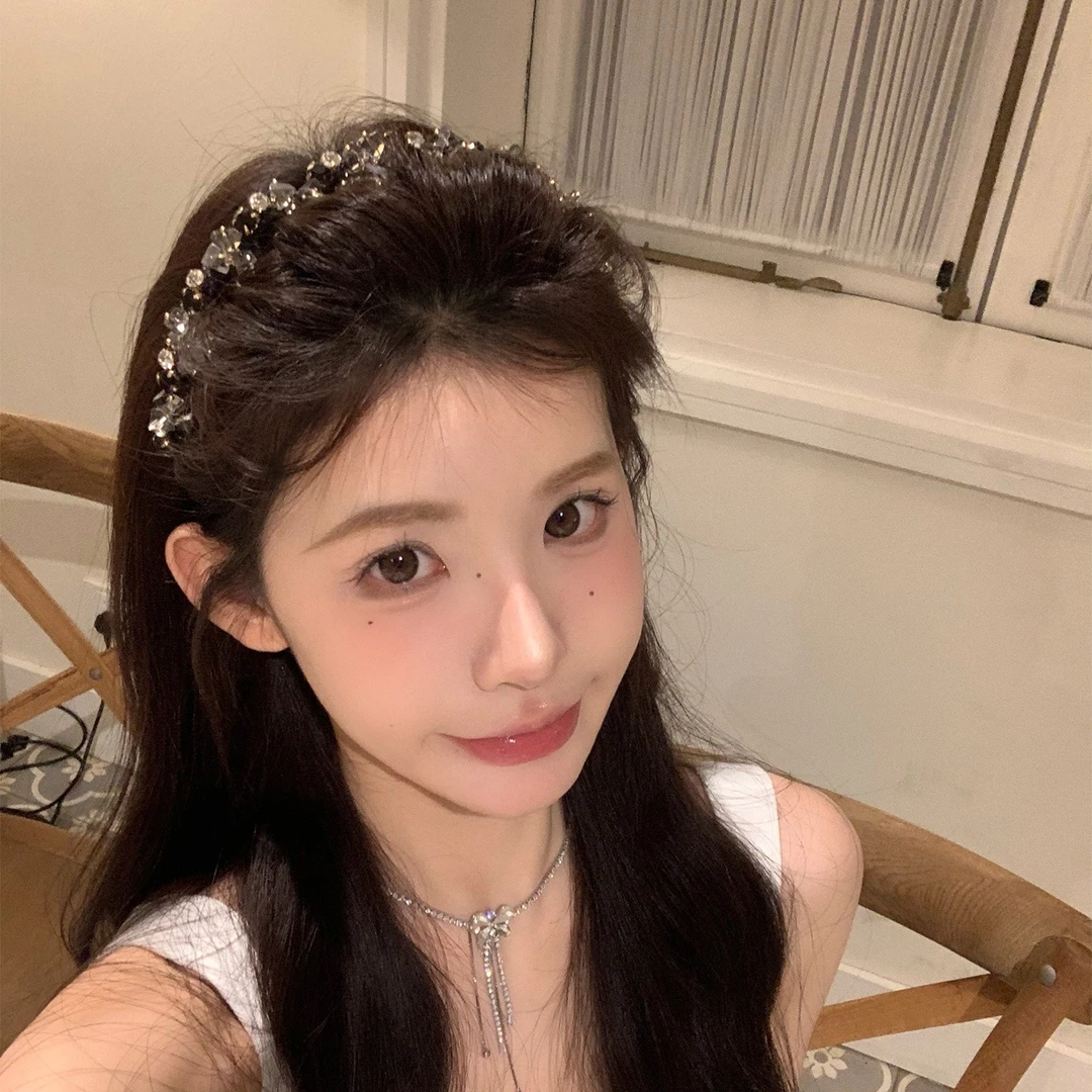 贵女范儿轻奢水钻波浪发箍女带齿侧边防滑高颅顶箍发卡洗脸发箍