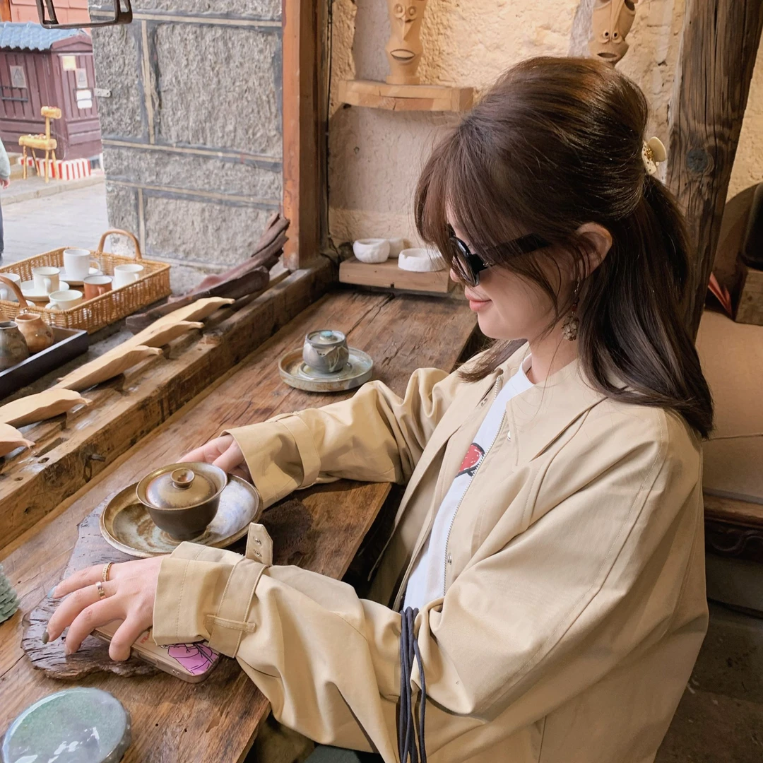 漫姐的店现货【回头率】小个子春季风衣外套2025新款立体剪裁短大衣