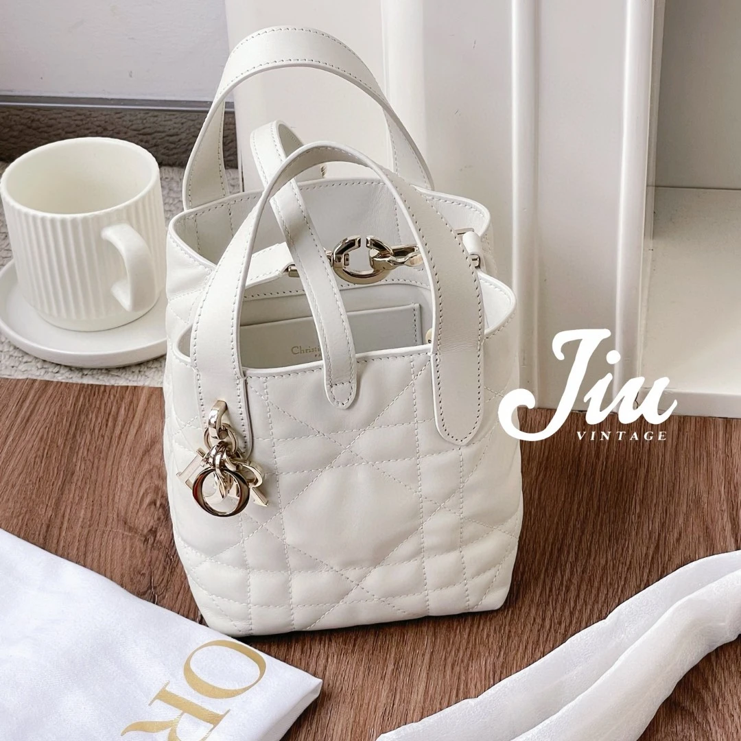 99新 DIOR/迪奥 白色竖版mini toujours 尘袋中溯JM2-7664