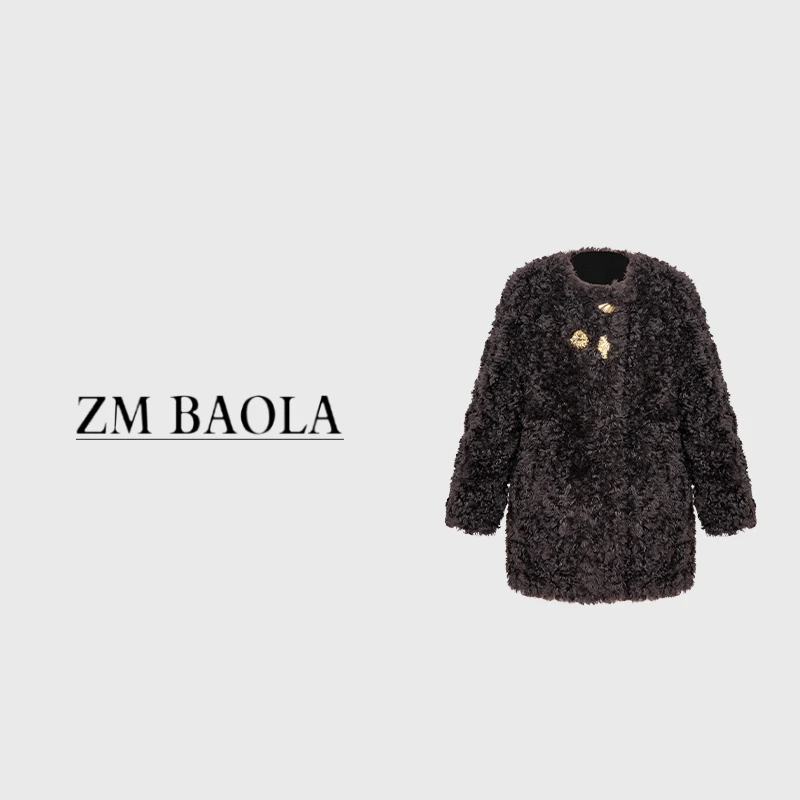 人造皮草 ZM BAOLA【墨香-大言】时尚小众女士外套大衣HY2409-M2