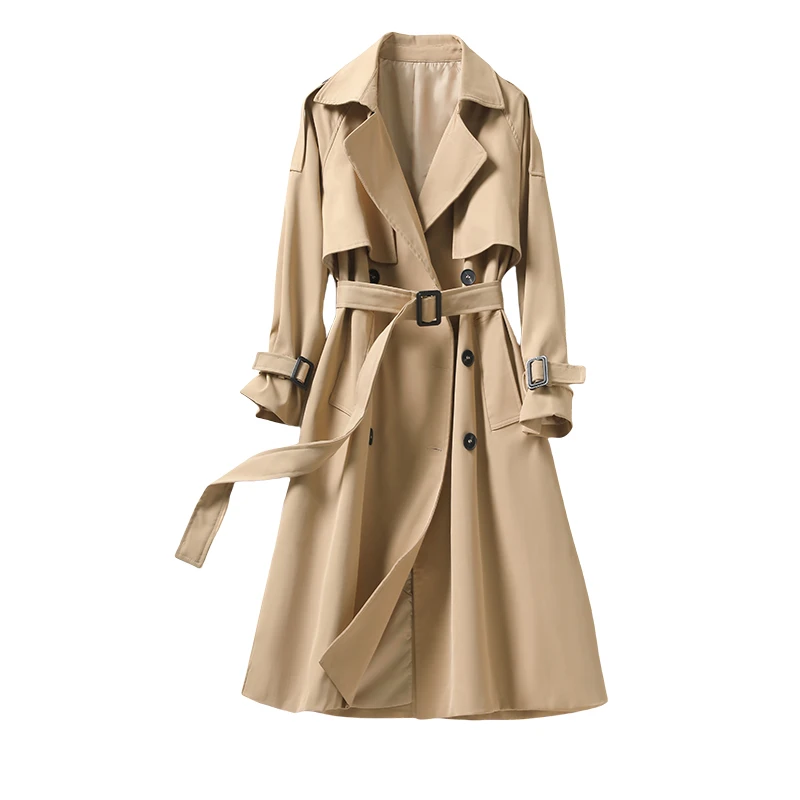 经典款卡其色风衣外套女中长款2025春秋大码高级感气质英伦风大衣