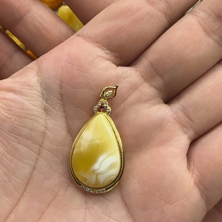 琥珀珠宝奇石银S925镶嵌3