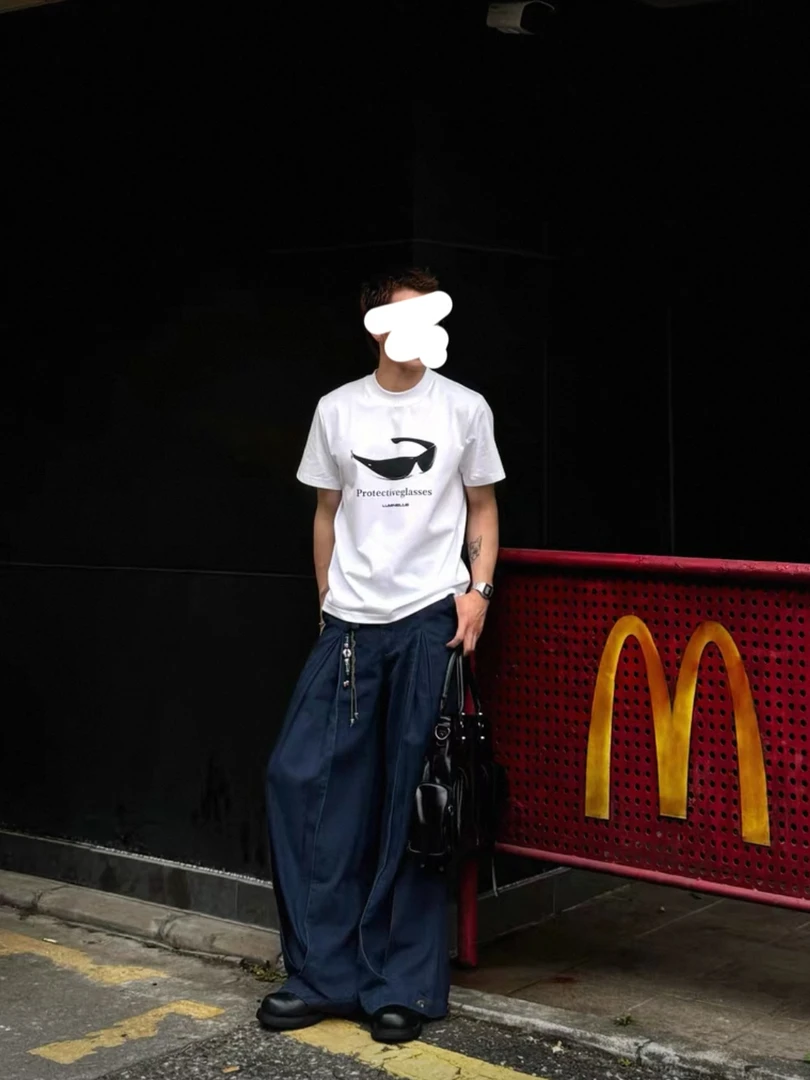 geky*酷炫墨镜数码直喷美式复古索罗娜男生设计感休闲设计感短袖