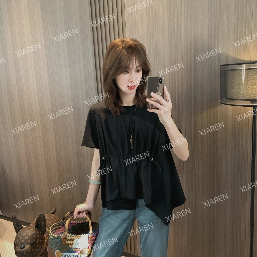 XIAREN【不规则收腰T】休闲百搭时尚T恤显瘦减龄款上衣夏季新款短袖