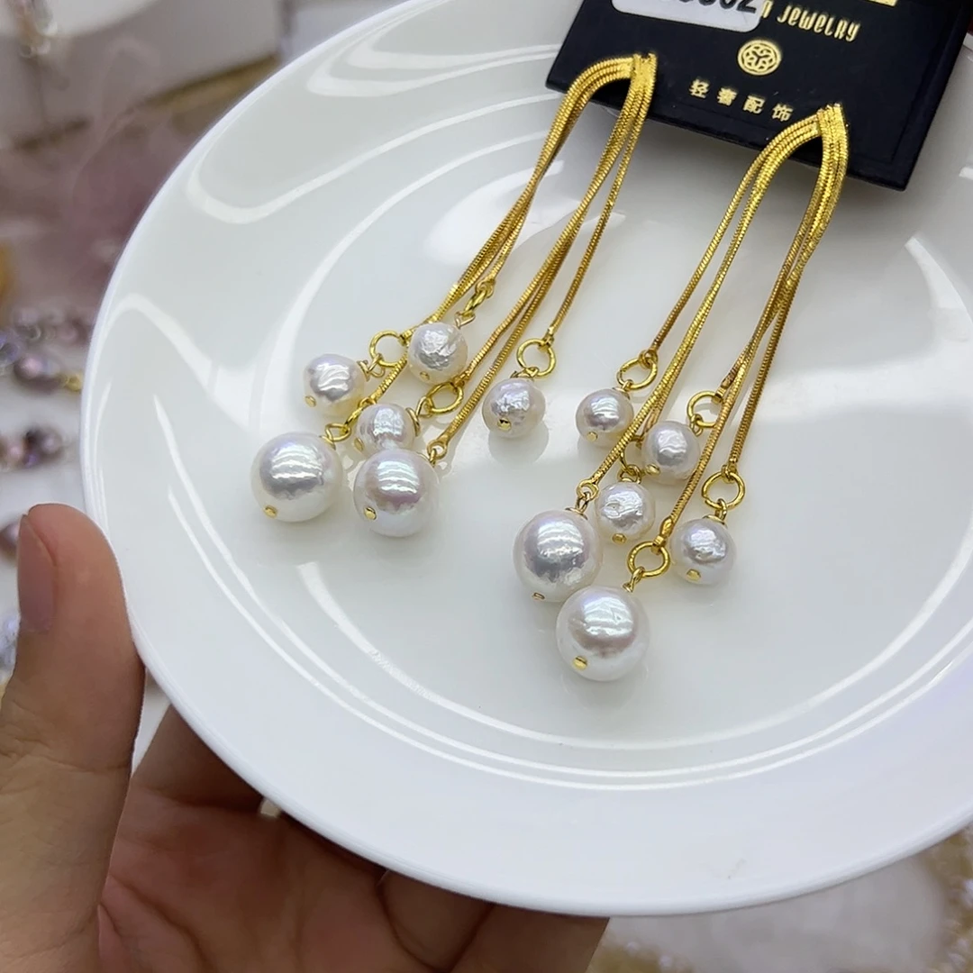 淡水珍珠耳饰银S925镶嵌