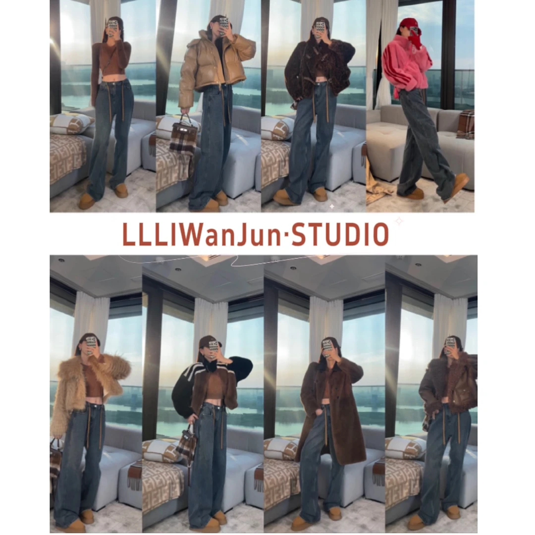 婉君【美式随性】美式设计感复古直筒百搭牛仔裤LWJ22D4K084