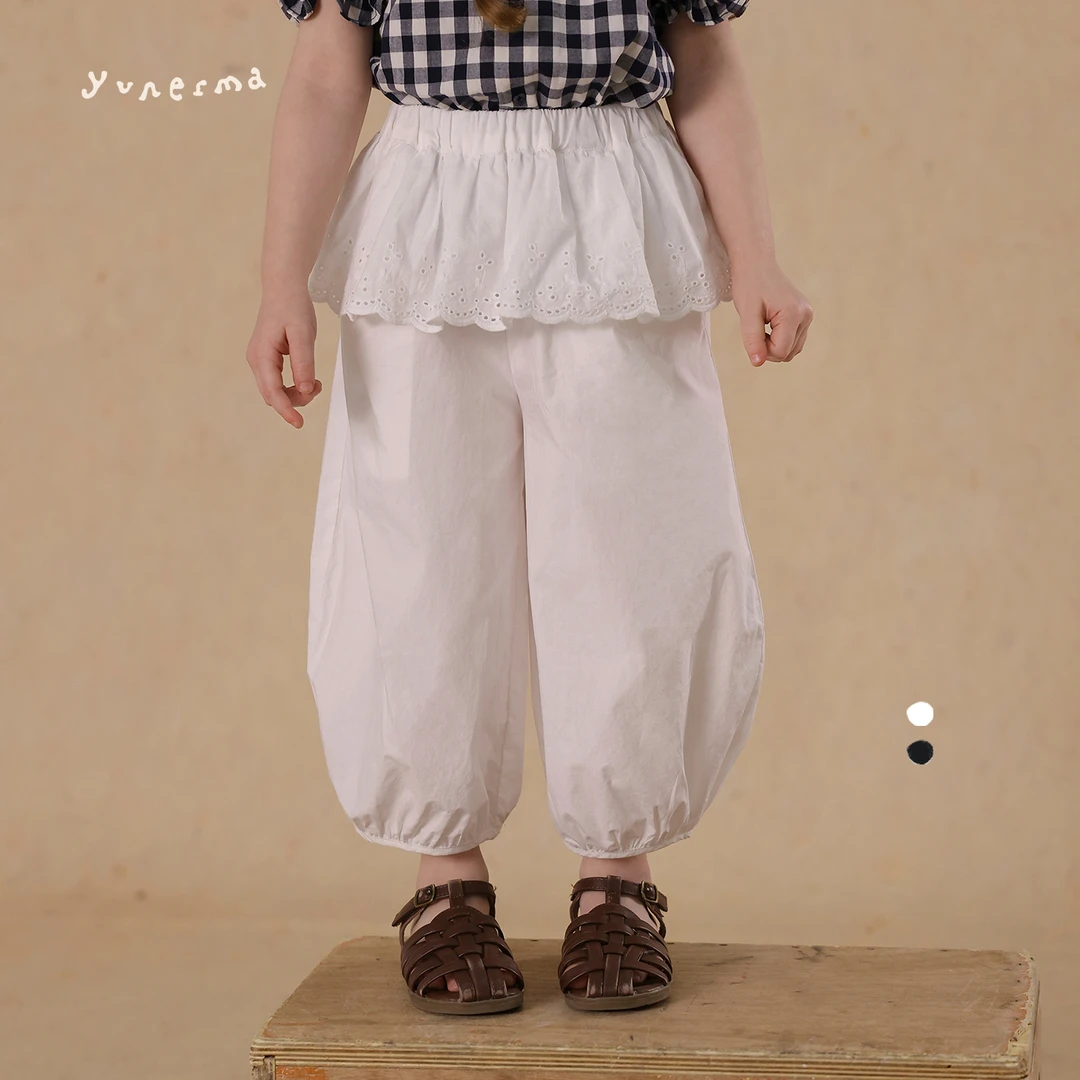 允儿妈女童韩系百搭假两件休闲防蚊裤 宝宝夏季洋气8分裤儿童裤子