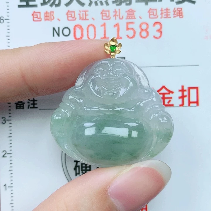 翡翠颈饰18K金镶嵌天然翡翠a货