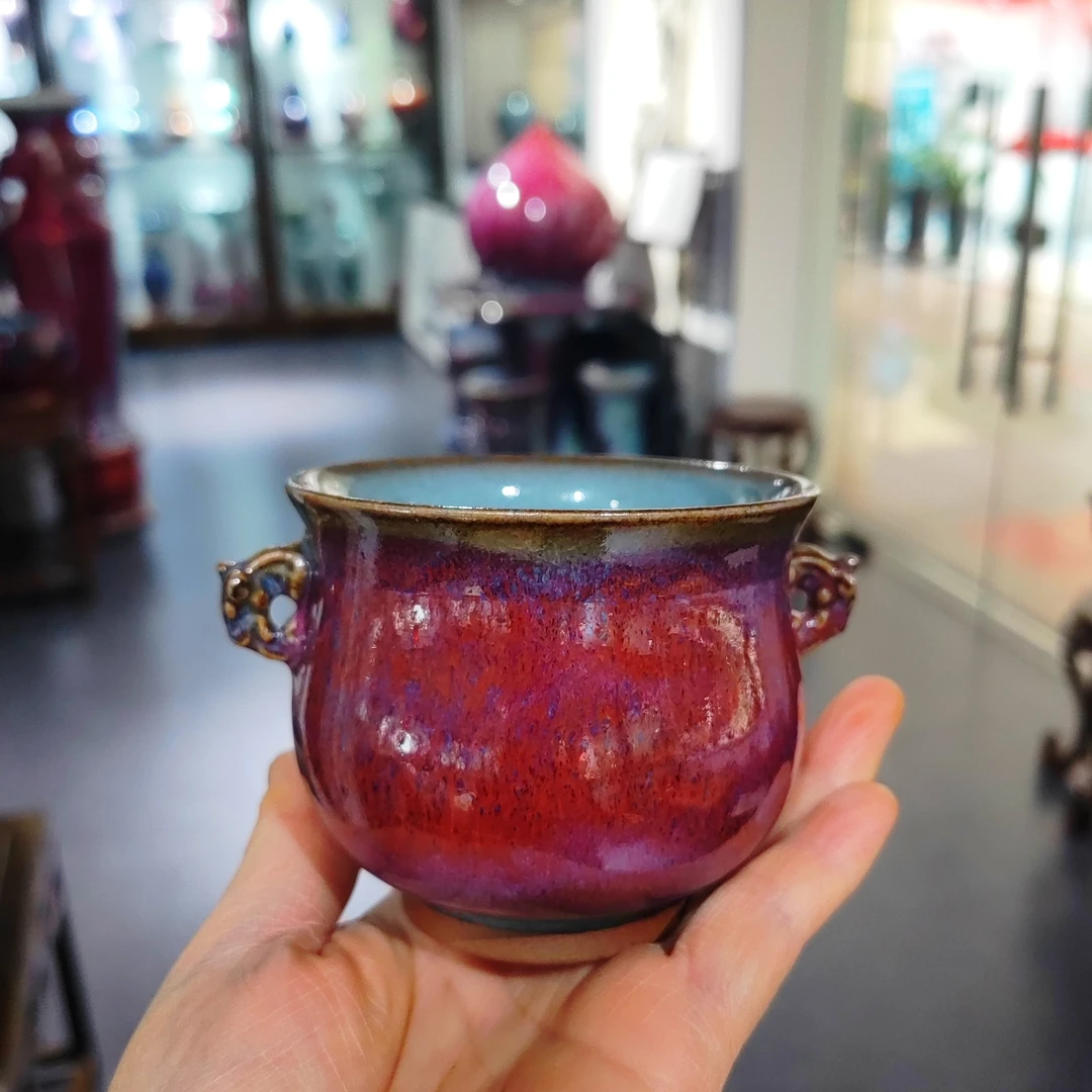 杨国政大师钧瓷手拉坯双龙主人杯