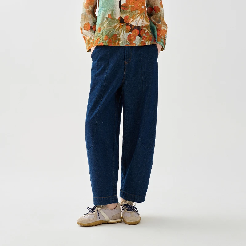 【复古蓝调】斜纹棉牛仔裤女宽松休闲弯裤KN0102D31