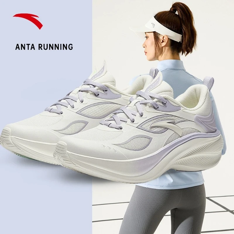 安踏叶子5代厚底跑步鞋女新款轻便回弹运动鞋增高B