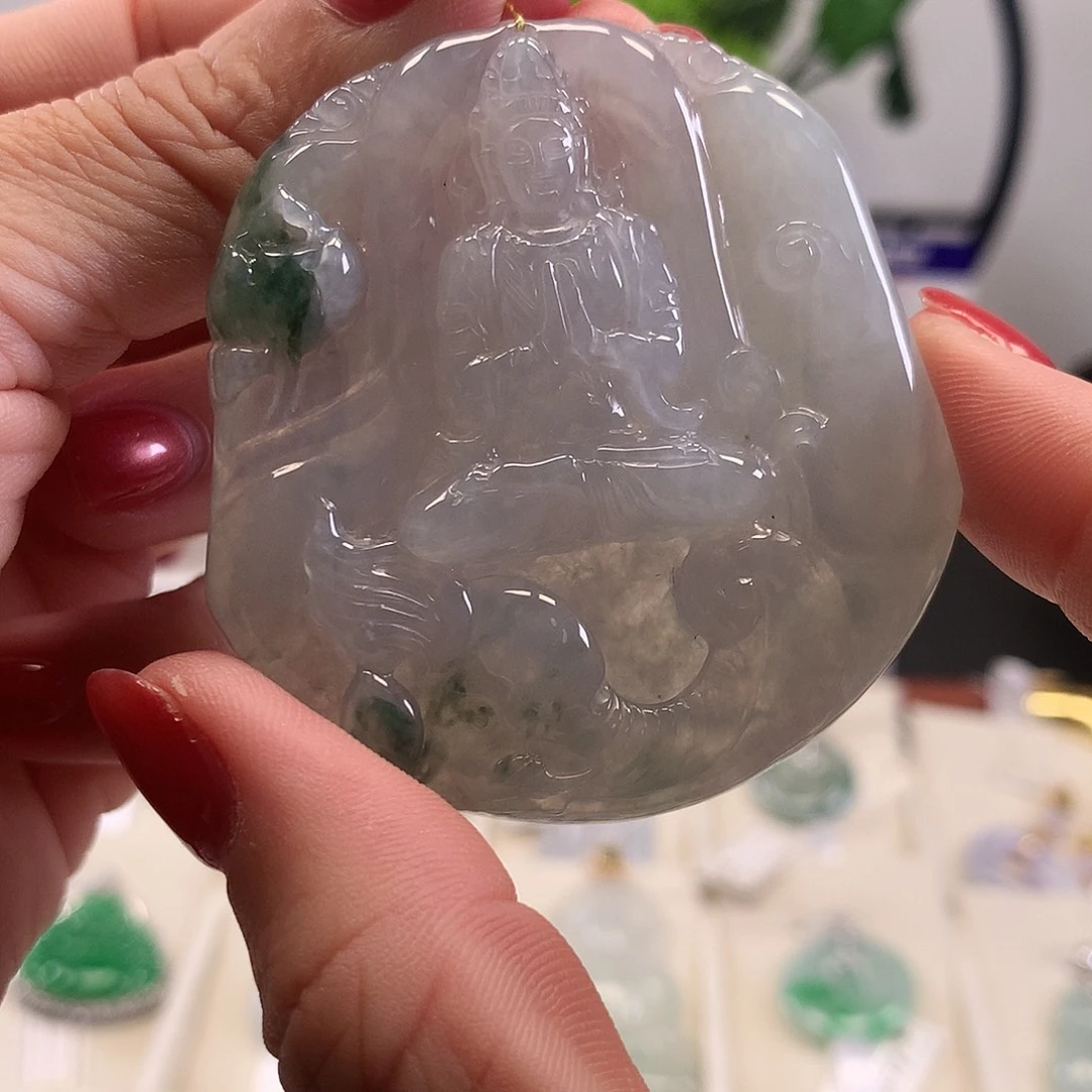 翡翠未镶嵌颈饰天然翡翠A货普贤