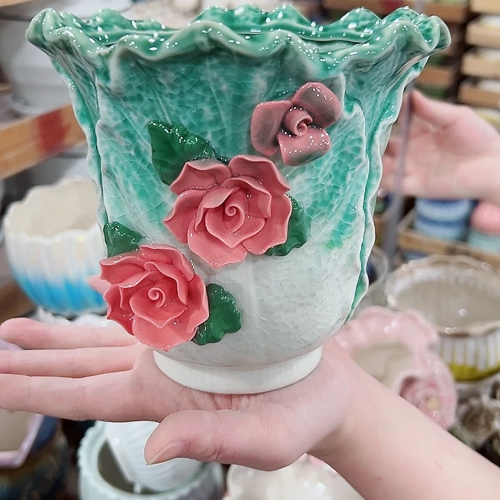 有孔.凑满10元发货多肉陶瓷花盆！