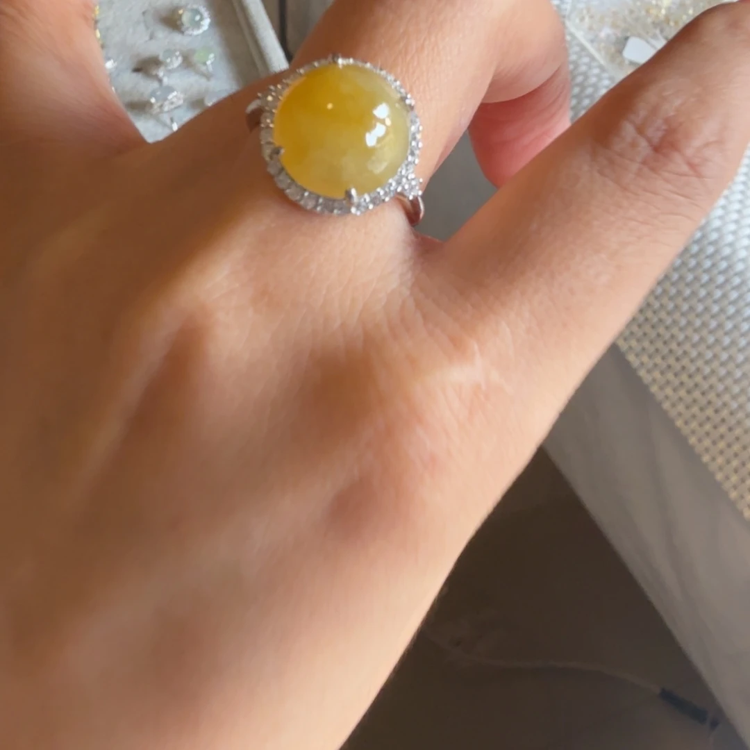 翡翠银S925镶嵌戒指戒指