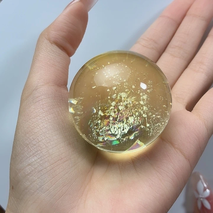 黄晶未镶嵌珠宝半成品彩虹46.8mm