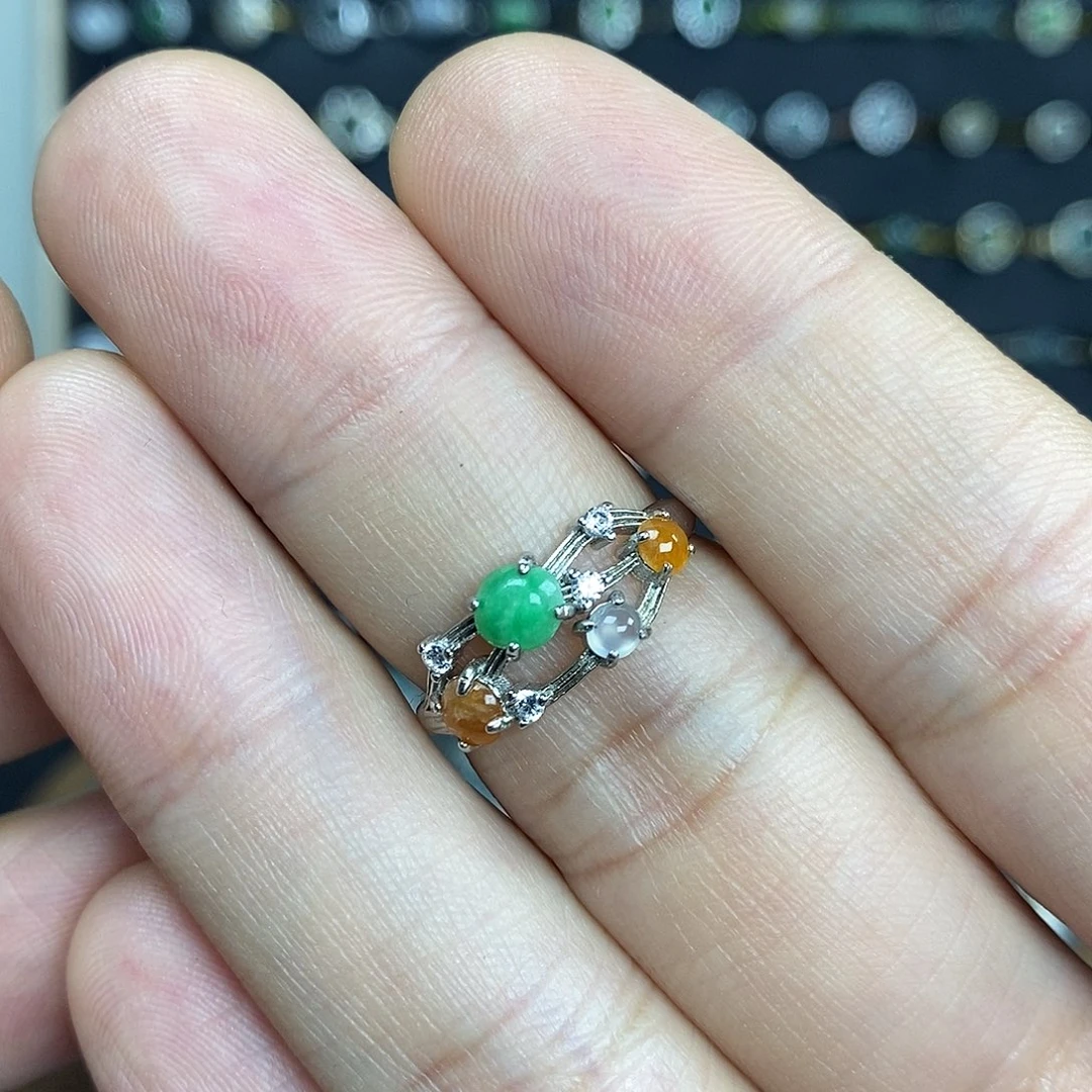 翡翠银S925镶嵌戒指