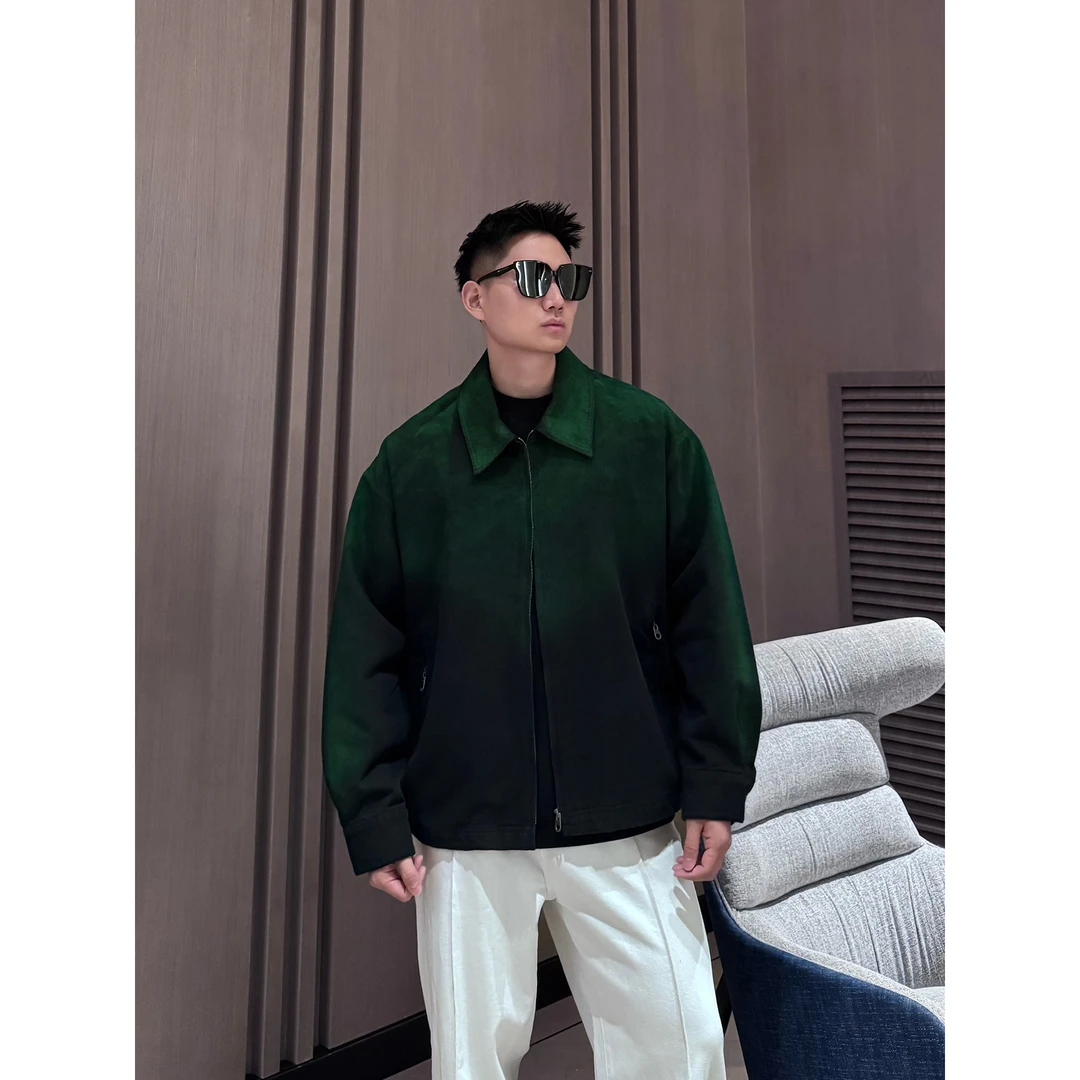 时尚主义 喷马骝渐变翻领男士春季夹克外套宽松休闲时髦精穿搭