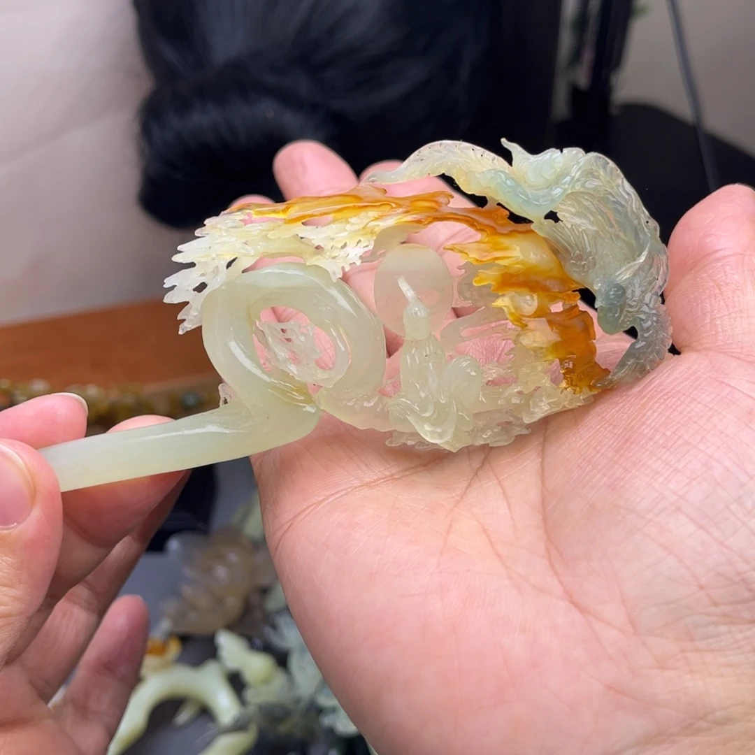 蛇纹石玉合金发饰