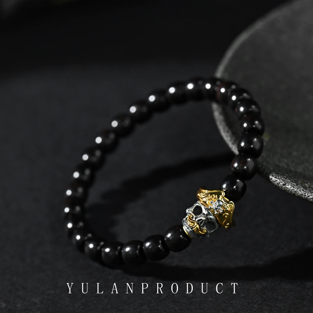 钰澜文玩 925银银制品 【明】老型8mm+海盗船长搭配款