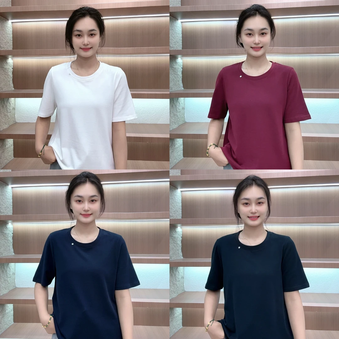 【蜕变】初秋纯色短袖宽松型有弹力休闲风T恤 7570-1