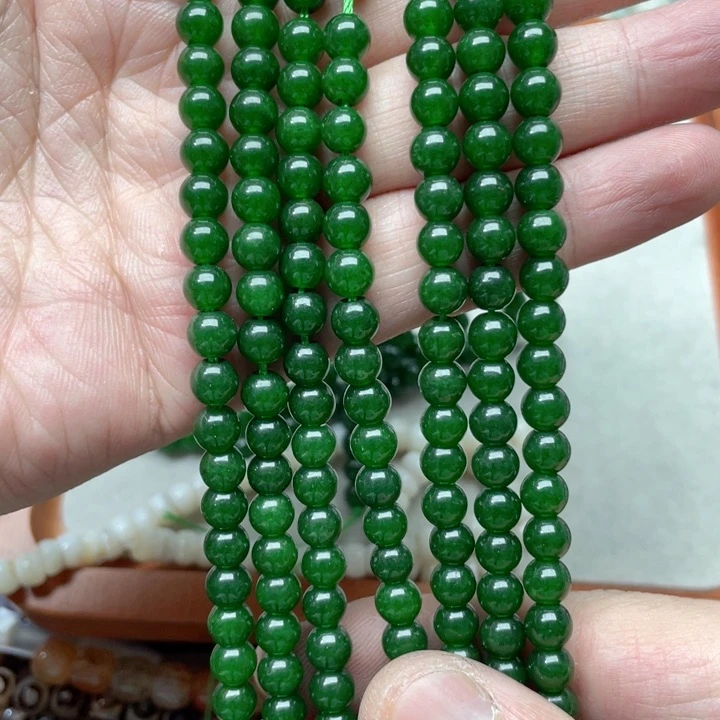 玛瑙/玉髓合金珠宝半成品一条6mm碧玉