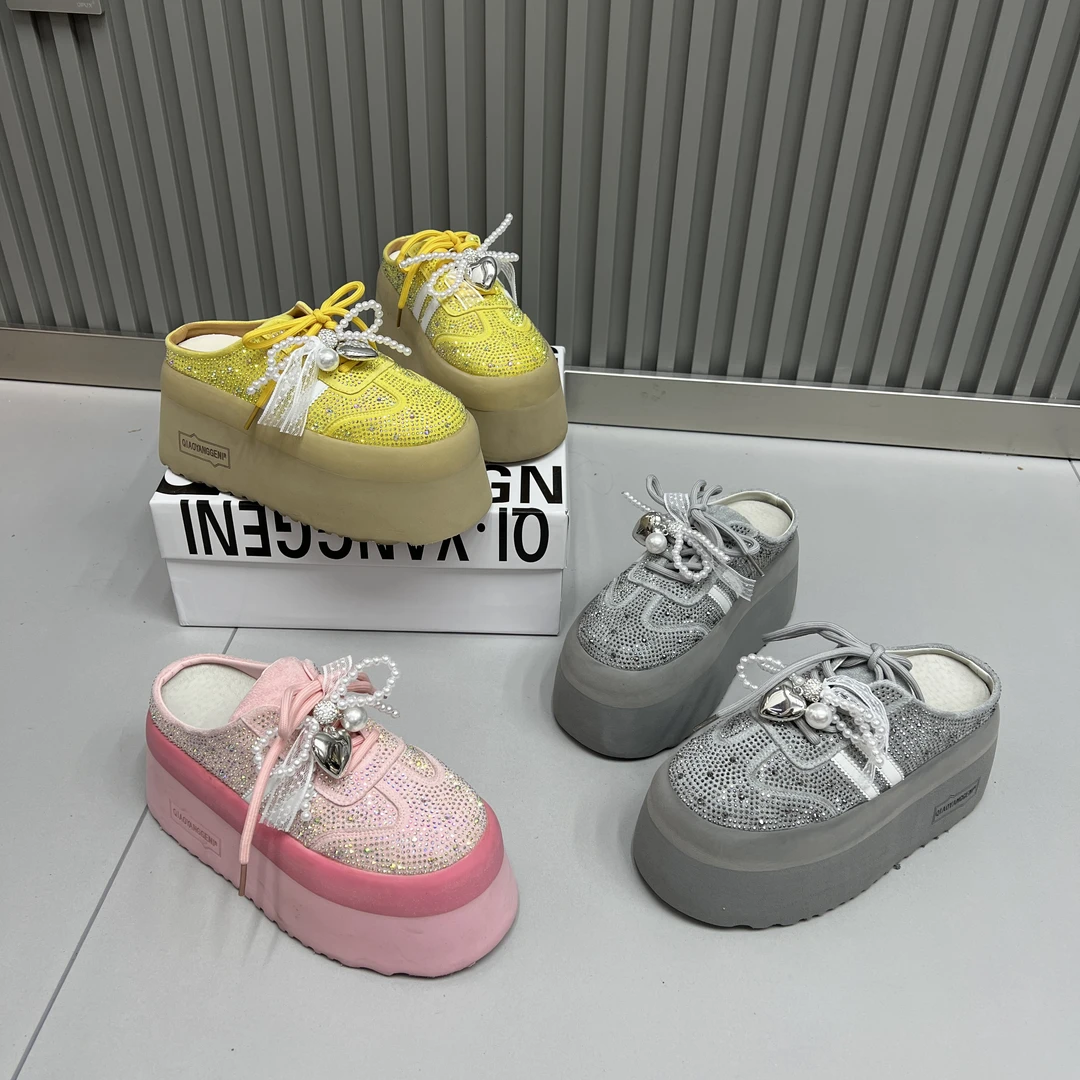 1379爆款运动松糕厚底闪钻鞋拖