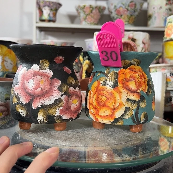 梦***乐景德镇手绘花盆幸运花盆