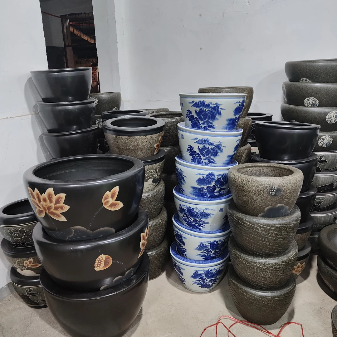 景德镇陶瓷鱼缸古法招财养鱼居家水培荷花鱼缸小号代拍乌龟水缸
