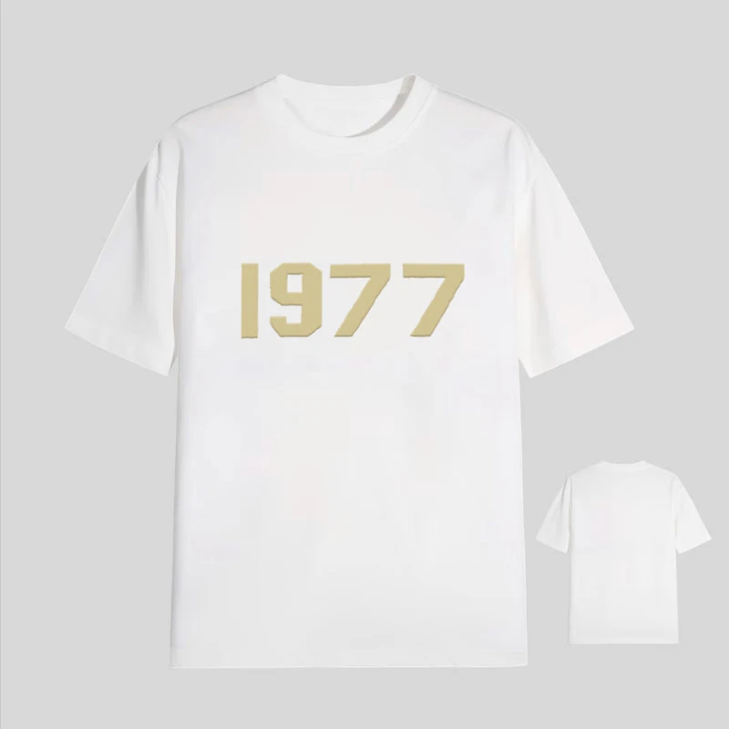 【75号链接-1977植绒】短袖T恤男女同款宽松经典立体植绒时尚印花