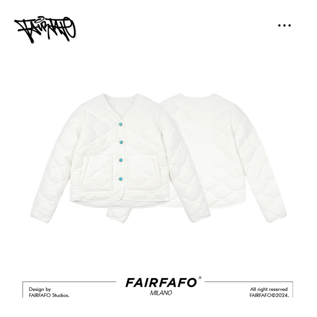 FAIRFAFO【百搭保暖外套】LG4WD0155白色设计师款冬季加厚保暖外套