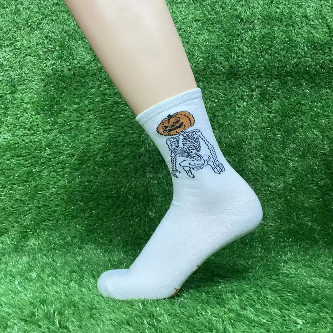 纯色常规款拼接中筒袜秋冬季舒适透气短袜